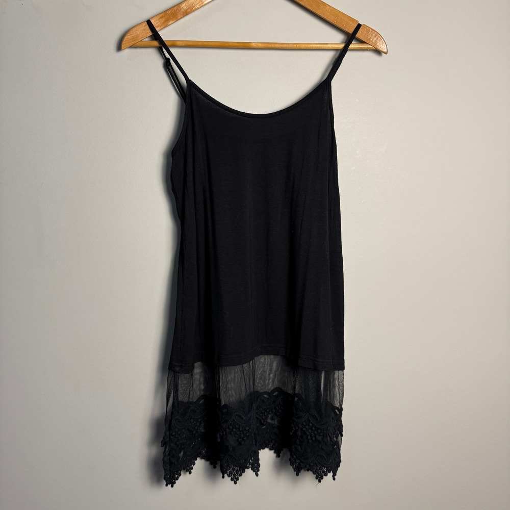 Origami by Vivien Woman's Large Black Lace Trim Cami Tank‎ Top Whimsigoth Y2K